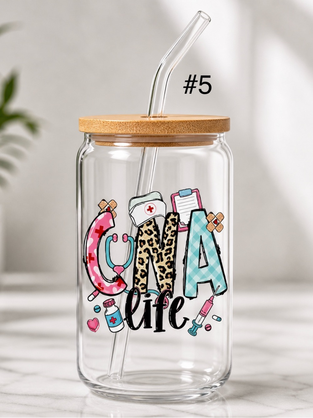 Buy Now* nurse 16 ounce tumbler with bamboo lid and straw - Picture 5 of 15
